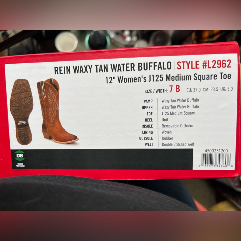 Justin Boots Brown Leather Western Heeled Boots - Picture 8 of 8